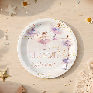 Dance and twirl ballerina birthday paper plate