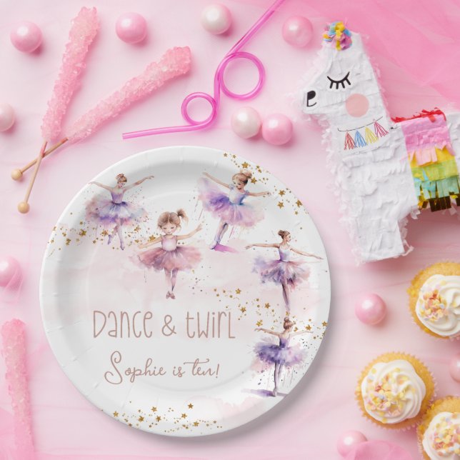Dance and twirl ballerina birthday paper plate (Party)