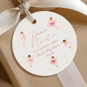 Dance and Twirl Ballerina Pink Ballet Baby Shower Favour Tags