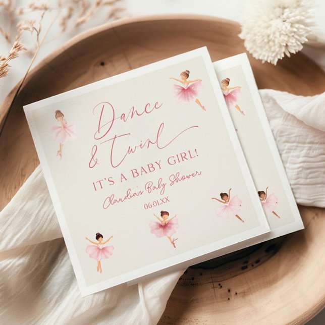 Dance and Twirl Ballerina Pink Ballet Baby Shower Napkin (Creator Uploaded)