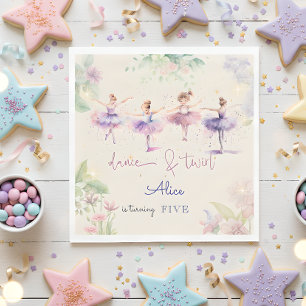 Dance and twirl ballerina watercolor birthday napkin