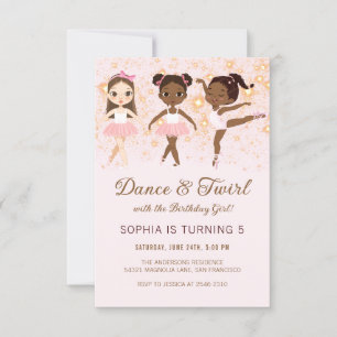 Dance and Twirl Ballet Birthday Invitation