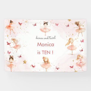 Dance and twirl cute ballerina ballet kid birthday banner
