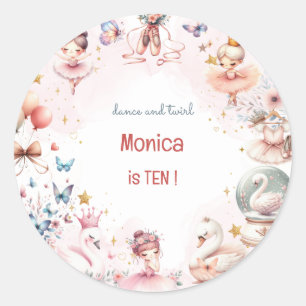Dance and twirl cute ballerina ballet kid birthday classic round sticker