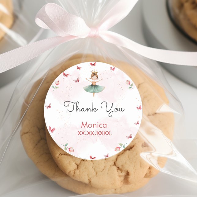 Dance and twirl cute ballerina ballet kid birthday classic round sticker (Creator Uploaded)