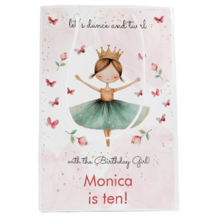 Dance and twirl cute ballerina ballet kid birthday medium gift bag