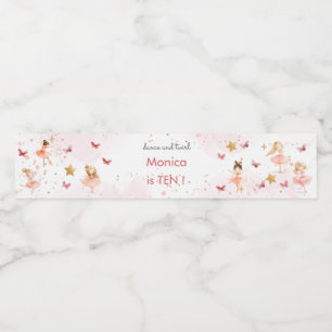 Dance and twirl cute ballerina ballet kid birthday water bottle label