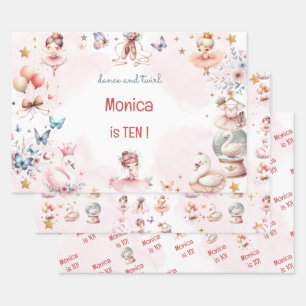 Dance and twirl cute ballerina ballet kid birthday wrapping paper sheet