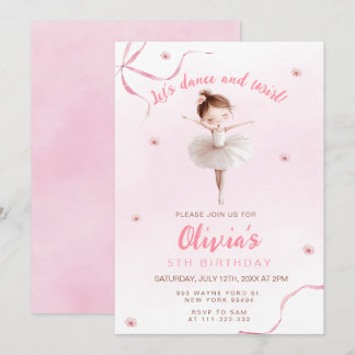 Dance and Twirl Little Ballerina Girl Birthday Invitation