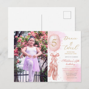 Dance and Twirl Pink girl Custom Photo Birthday  Postcard