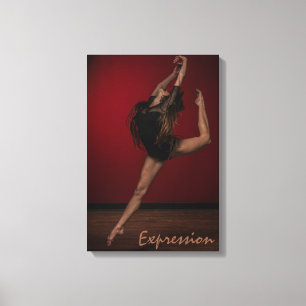 Dance Art, Dancer, Red, Black, Expression Canvas Print