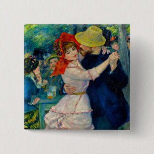 Dance at Bougival Pierre Renoir 2 Inch Square Button