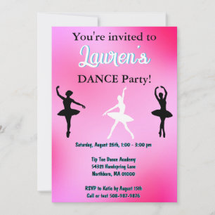 Dance Ballerina Birthday Party Invitation