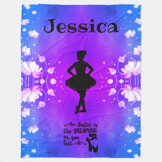 Dance Ballerina Dreaming Fleece Blanket (Front)