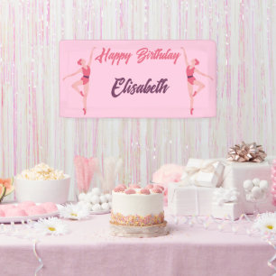 Dance Ballerina Personalized Happy Birthday Pink Banner
