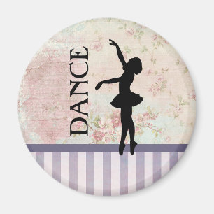 Dance - Ballerina Silhouette on Vintage Background Magnet
