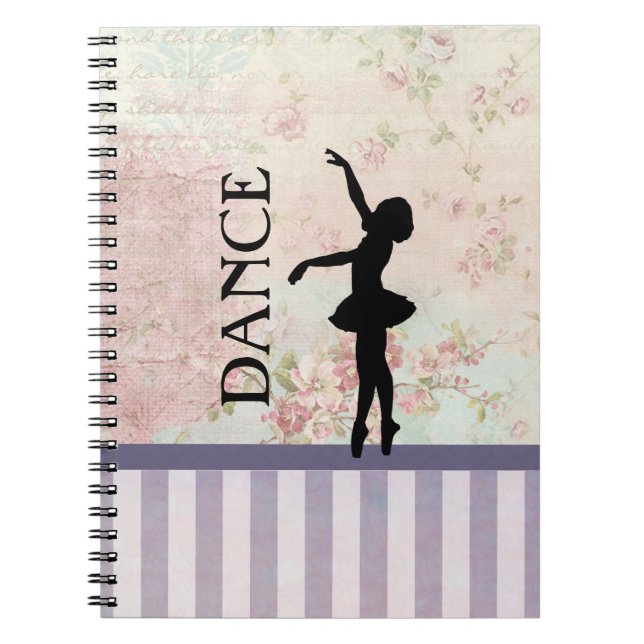 Dance - Ballerina Silhouette on Vintage Background Notebook (Front)