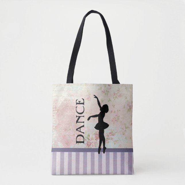 Dance - Ballerina Silhouette on Vintage Background Tote Bag (Front)