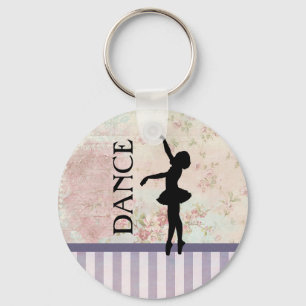 Dance - Ballerina Silhouette Vintage Background Keychain