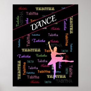 Dance Ballerina with Personalized Name All Over  Poster