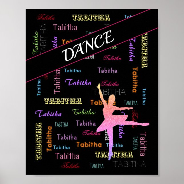 Dance Ballerina with Personalized Name All Over  Poster (Front)
