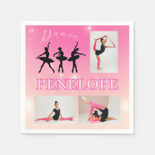 Dance Ballet Pink Gradient 3 Photo Personalized Napkin