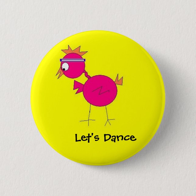 dance bird, Let's Dance - Customized 2 Inch Round Button (Front)