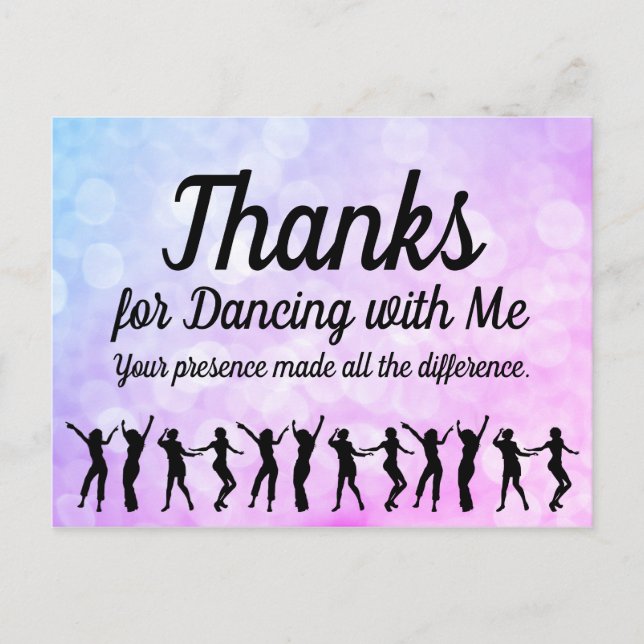 Dance Birthday Party Thank You Postcard (Front)