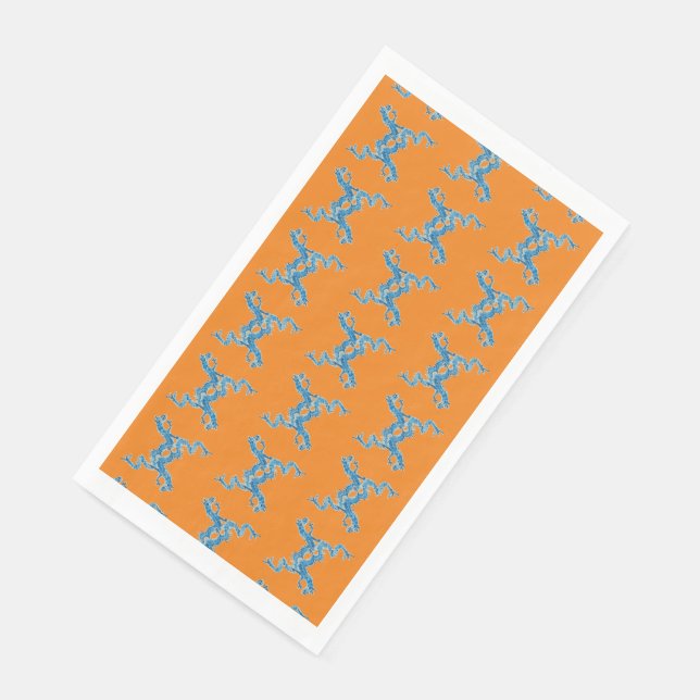 Dance Blue Chinese Dragon CC Paper Guest Towels  Napkin (Corner)