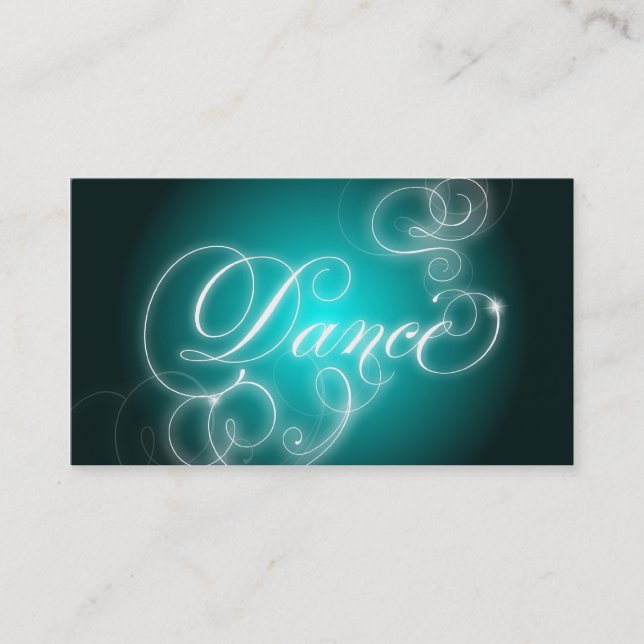 Dance Business Card Elegant Flourish Glow (Front)