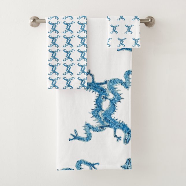 Dance Chinese Blue Dragon CC Bath Towel Set  (Insitu)