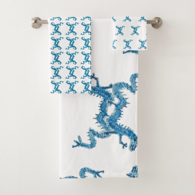 Dance Chinese Blue Dragon CC Serviette de bain (En situation)