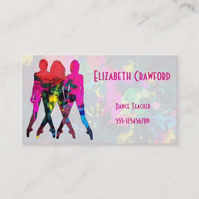 Dance Class or Teacher Colourful Business Card (Front)