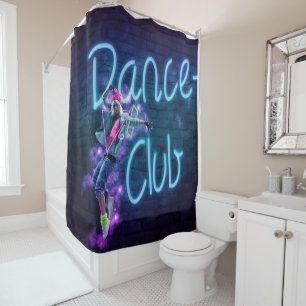 Dance Club Neon Graffiti Wall With Dancer
