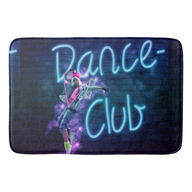 Dance Club Neon Graffiti Wall With Dancer Bath Mat (Front)