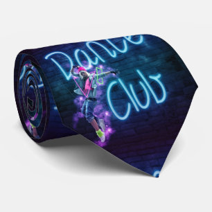 Dance Club With Dancer And Neon Sign Necktie