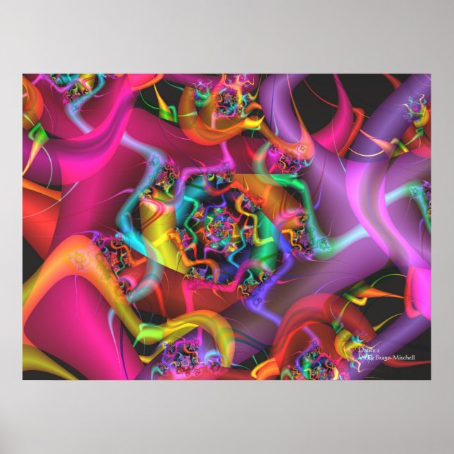 Dance Cool Cute Abstract Fine Art Fractal Poster (Front)