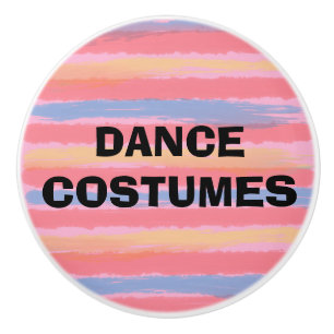 Dance Costumes Pink Blue Watercolor Stripes Ceramic Knob