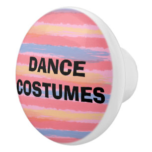 Dance Costumes Pink Blue Watercolor Stripes Ceramic Knob