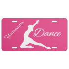 DANCE custom monogram & colour license plate