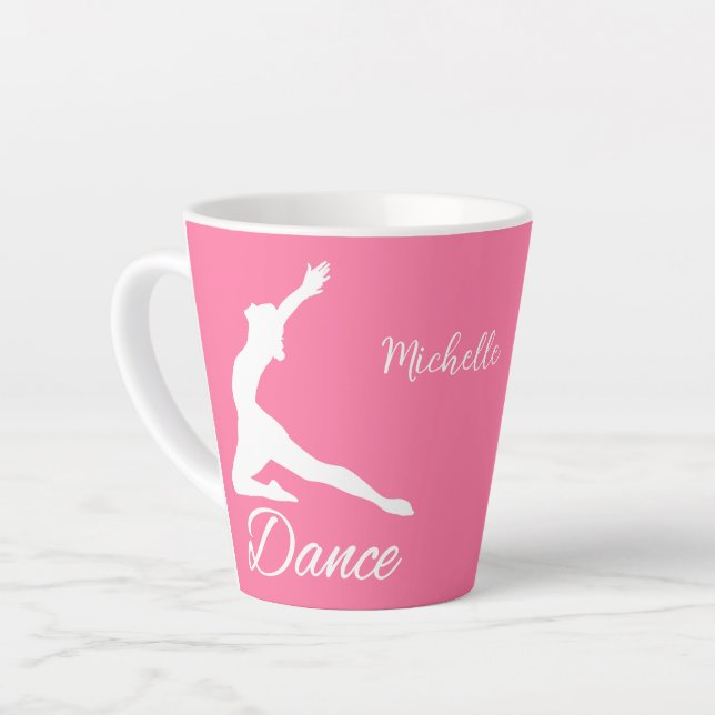 DANCE custom name & colour Latte Mug (Left Angle)