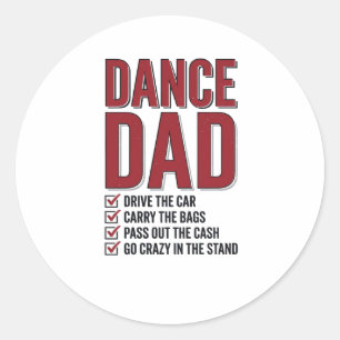 Dance Dad Checklist Vintage Engraving Design_1 Classic Round Sticker