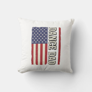 Dance Dad Patriotic Vintage Flag Shirt Design_1 Throw Pillow