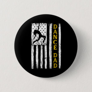 Dance Dad Yellow Cheerleading Flag  2 Inch Round Button