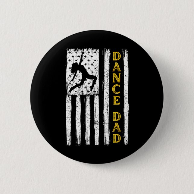 Dance Dad Yellow Cheerleading Flag  2 Inch Round Button (Front)