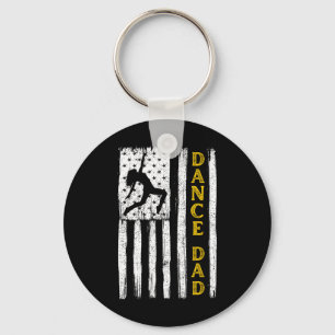 Dance Dad Yellow Cheerleading Flag Keychain