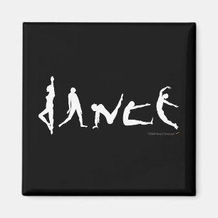 Dance Dancing Silhouette Black and White Magnet