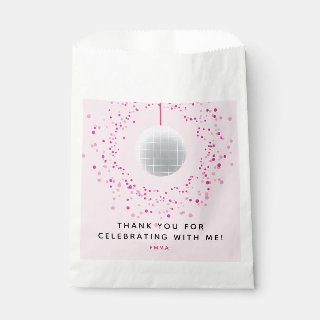Dance Disco Ball Party Custom Pink Black Party Favour Bag (Front)