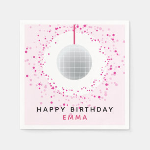 Dance Disco Ball Party Custom Pink Black Party Napkin