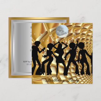 Dance Disco Birthday Party Gold Invitation